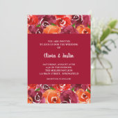 Waterverf Floral Collage Wedding Invitations (Staand voorkant)