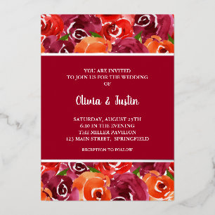Waterverf Floral Collage Wedding Invitations Folie Uitnodiging
