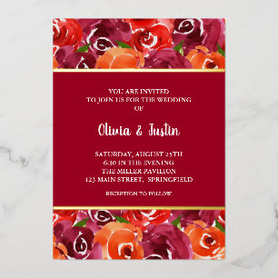 Waterverf Floral Collage Wedding Invitations Folie Uitnodiging