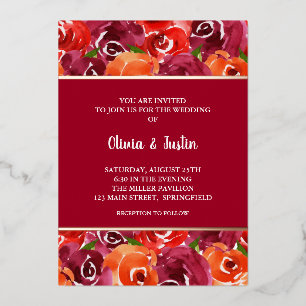 Waterverf Floral Collage Wedding Invitations Folie Uitnodiging