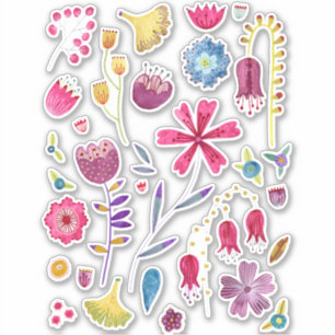 Waterverf Floral Colorful Sticker