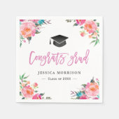 Waterverf Floral Congrats Afstudeerder Graduation  Servet (Voorkant)