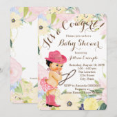 Waterverf Floral Cowgirl Baby shower Kaart (Voorkant / Achterkant)