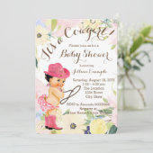 Waterverf Floral Cowgirl Baby shower Kaart (Staand voorkant)