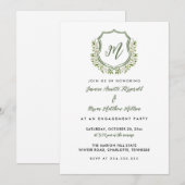 Waterverf Floral Crest Engagement Party Kaart (Voorkant / Achterkant)