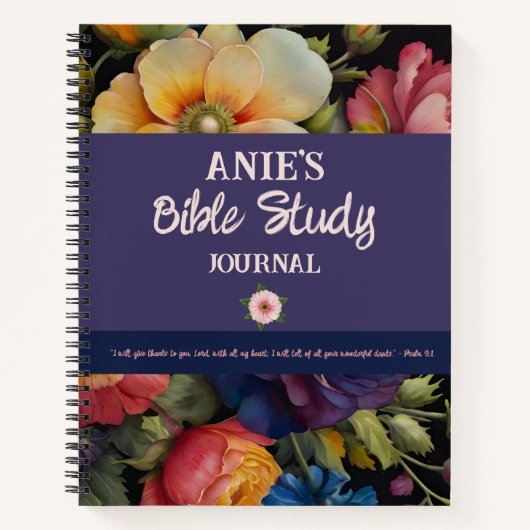 Waterverf Floral Custom Bible Study Journal Notitieboek (Voorkant)