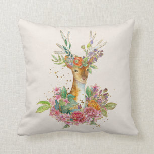 Waterverf Floral Deer Pillow Kussen
