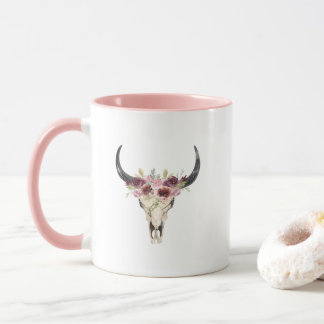 Waterverf Floral Deer Skull Mok