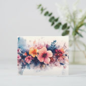 Waterverf Floral design Briefkaart (Staand voorkant)
