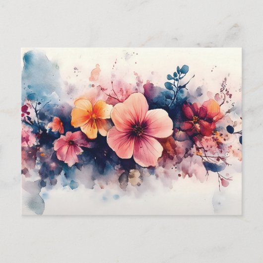 Waterverf Floral design Briefkaart (Voorkant)