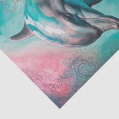 Waterverf Floral Dolphin Decoupage Papier (Detail)