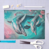 Waterverf Floral Dolphin Decoupage Papier (Craft)