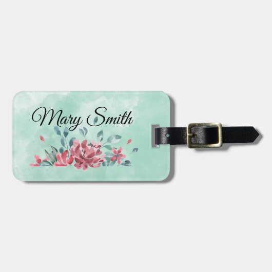 Waterverf Floral Dreams Bagagelabel (Voorkant horizontaal)