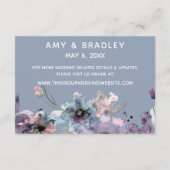 Waterverf Floral Dusty Blue Wedding Accommodatie Informatiekaartje (Achterkant)