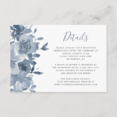 Waterverf Floral Dusty Blue Wedding Details Informatiekaartje (Voorkant)