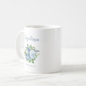 Waterverf Floral Dusty Blue Wedding Koffiemok (Voorkant links)