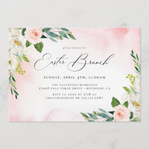 Waterverf Floral Easter Brunch Uitnodiging