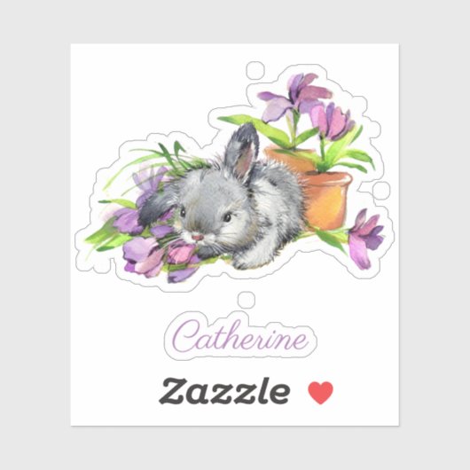 Waterverf Floral Easter Bunny Rabbit op maat Sticker (Vel)