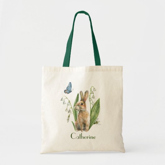 Waterverf Floral Easter Bunny Rabbit op maat Tote Bag (Voorkant)