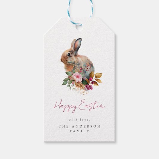 Waterverf Floral Easter Cadeaulabel (Voorkant)