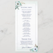 Waterverf Floral Elegant Anemone Bouquet Wedding Programma (Achterkant)