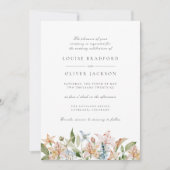 Waterverf Floral Elegant Script Wedding Kaart (Voorkant)