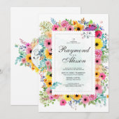 Waterverf Floral Elegant Wedding Kaart (Voorkant / Achterkant)