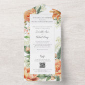 Waterverf Floral Elegante Trouwperzik All In One Uitnodiging (Binnen)