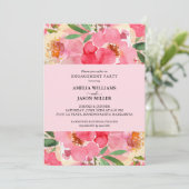 Waterverf Floral Engagement Party Kaart (Staand voorkant)