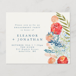 Waterverf Floral Engagement Party nodigt uit