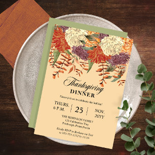 Waterverf Floral   Eucalyptus Thanksgiving Dinner Kaart