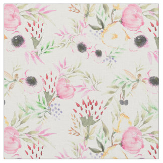 Waterverf Floral Fabric met pinda's en annemonen Stof
