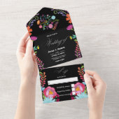 Waterverf Floral Fiesta trouwt alle in o All In One Uitnodiging (Afscheurbaar)