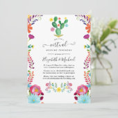 Waterverf Floral Fiesta Virtual Wedding Kaart (Staand voorkant)