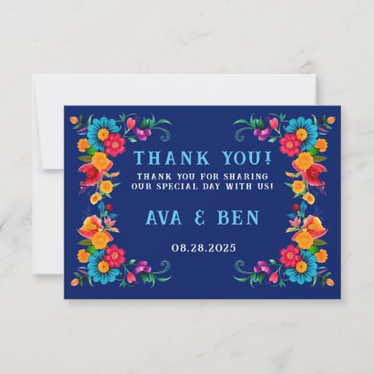 Waterverf Floral Fiesta Wedding Bedankkaart (Voorkant)
