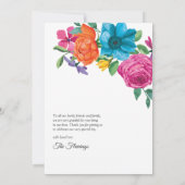 Waterverf Floral Fiesta Wedding Bedankkaart (Achterkant)