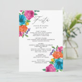 Waterverf Floral Fiesta Wedding Menu (Staand voorkant)