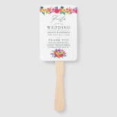 Waterverf Floral Fiesta Wedding Programme Handwaaier (Voorkant)