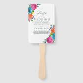 Waterverf Floral Fiesta Wedding Programme Handwaaier (Voorkant)