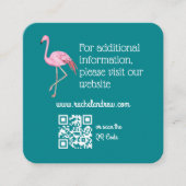 Waterverf Floral Flamingo Bruiloft Website QR Code Informatiekaartje (Voorkant)