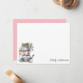 Waterverf Floral Flat Note Kaart Notitiekaartje (Voorkant / Achterkant in situ)