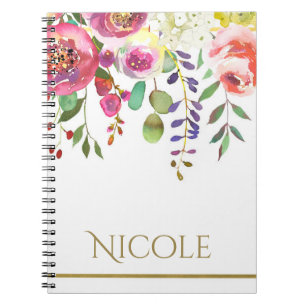 Waterverf Floral Flowers Modern Colorful Bold Notitieboek