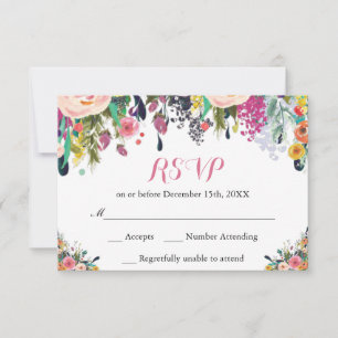 Waterverf Floral Flowers RSVP-kaart RSVP Kaartje