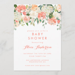 Waterverf Floral Garden Baby shower Invite Kaart