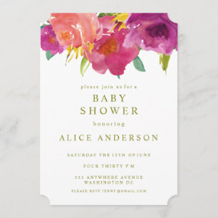 Waterverf Floral Garden Baby shower Invite Kaart