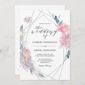 Waterverf Floral Geometric bruiloft uitnodiging (Voorkant / Achterkant)