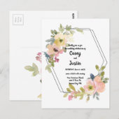 Waterverf Floral Geometric Wedding Briefkaart (Voorkant / Achterkant)