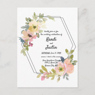Waterverf Floral Geometric Wedding Briefkaart