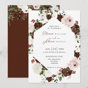 Waterverf Floral Geometric Wedding Invita Kaart