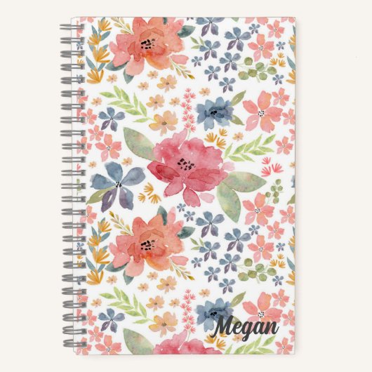 Waterverf Floral - Gepersonaliseerd Notitieboek (Voorkant)